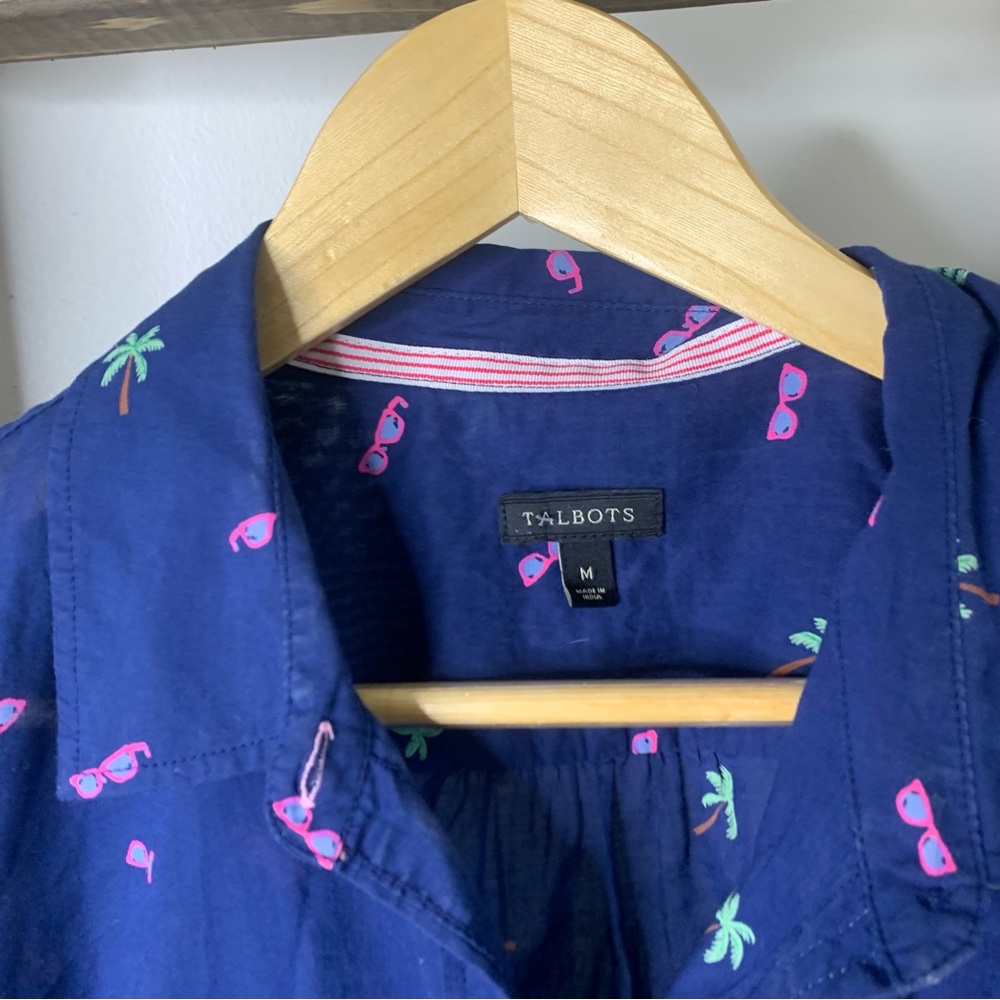 Talbots Navy Blue Summer Time Accents Shirt M - Picture 5 of 6